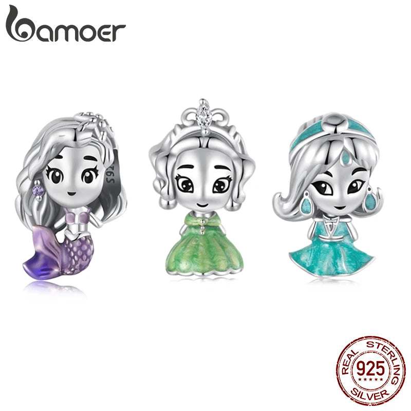 BAMOER 925 Sterling Silver Solid Girl Charm Bead Fit Original Bracelet DIY Bamoer Charm pour la fabrication de bijoux Cadeau de Noël