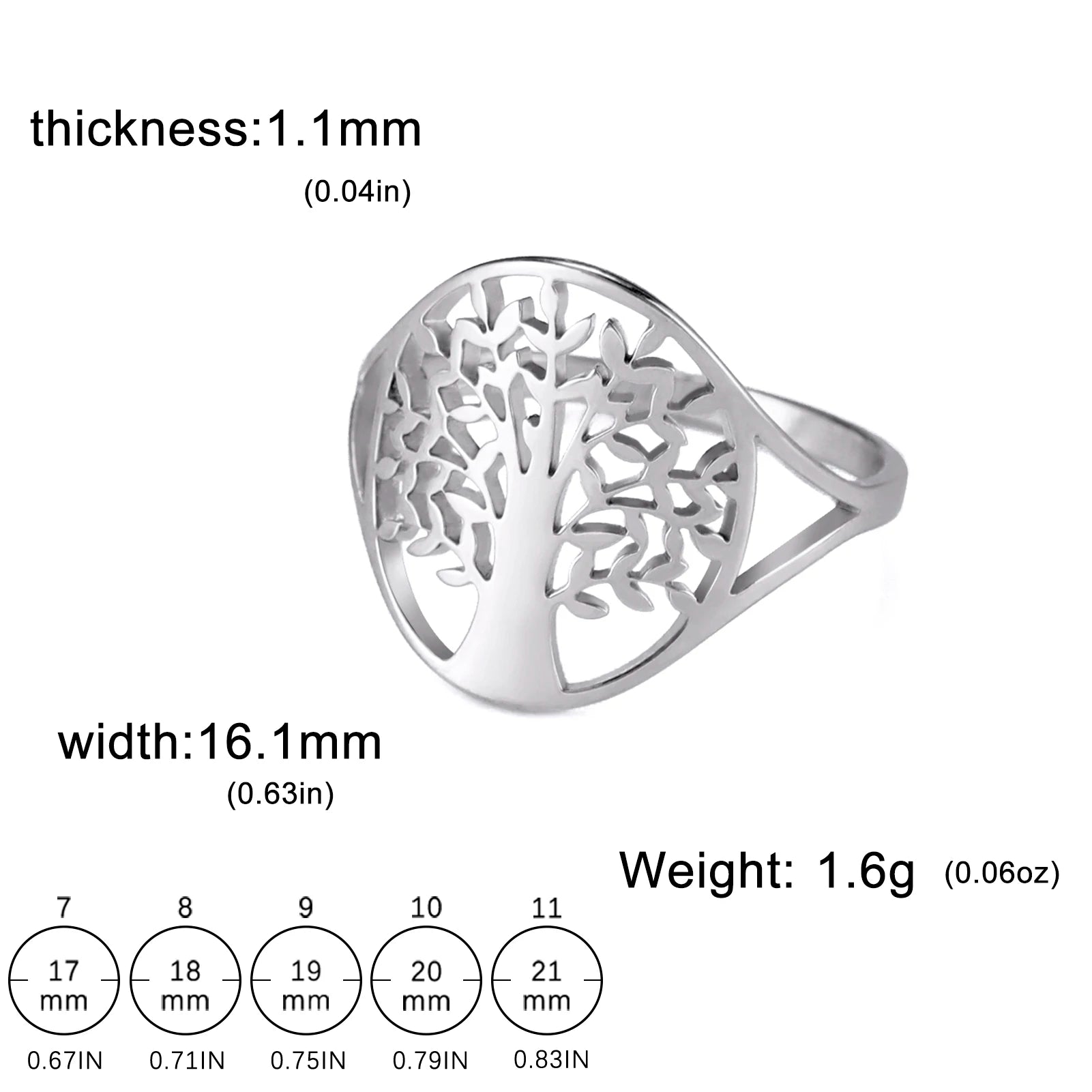 Dreamtimes Punk Tree of Life Rings for Men Lucky Plant Rock Male Women Simple Trend Stainless Steel Jewelry Gifts