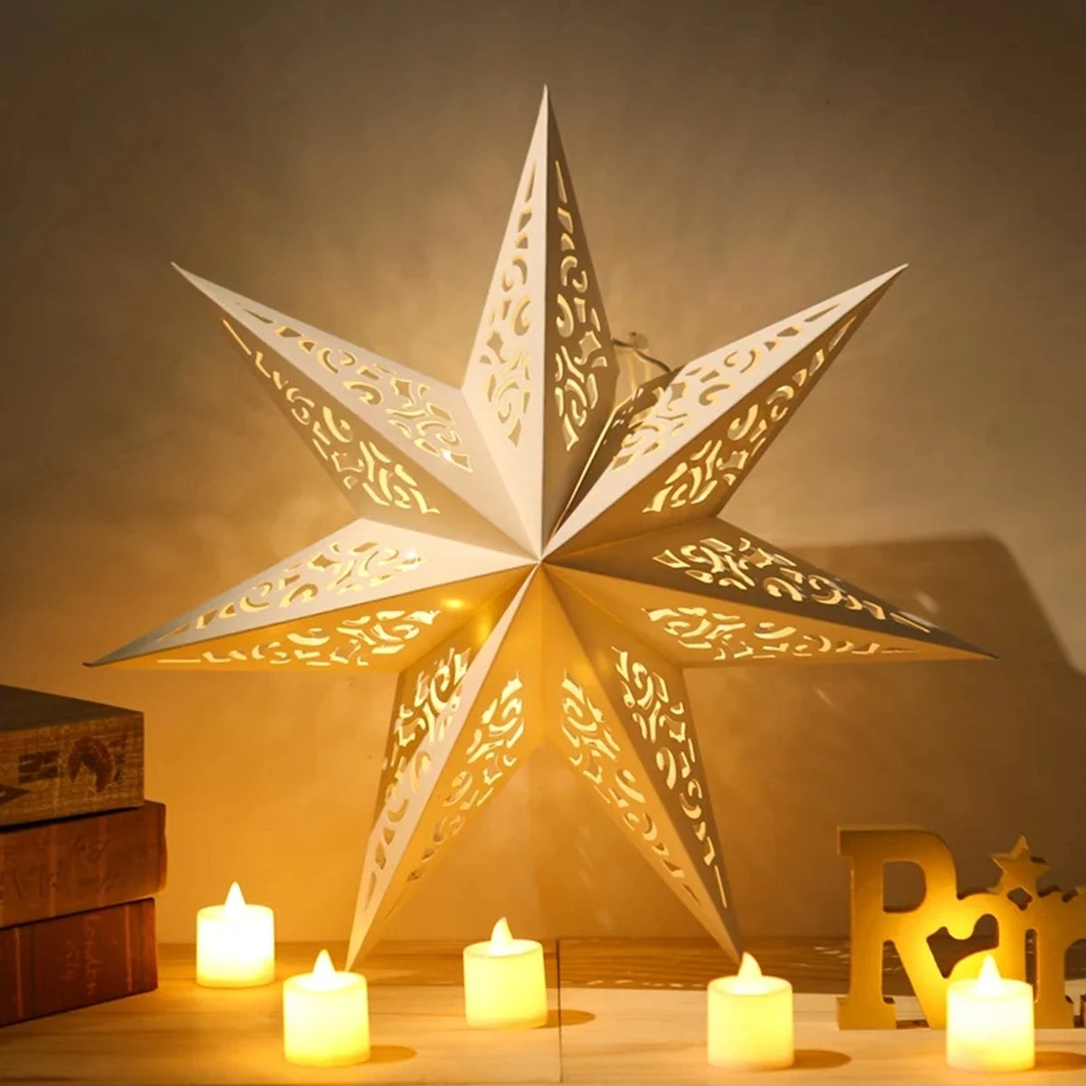 30-75cm Hollow Star Hanging Pendant Eid Mubarak Christmas Ramadan Decoration 2024 Islamic Muslim Party Decor Ramadan Kareem Gift