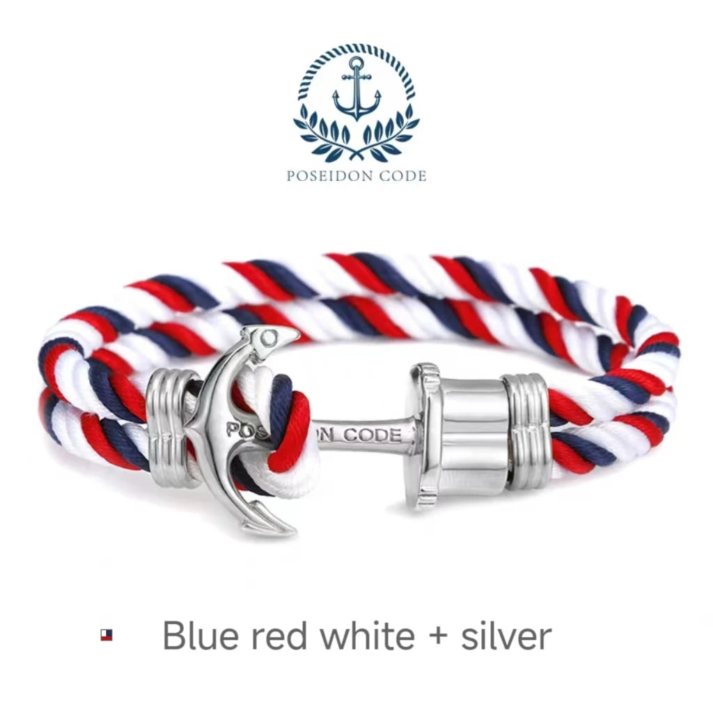 woman Stainless Steel Anchor Bracelet European and American Fashion Couple Bracelet Navy Men Personalized Nylon rope Jewelry