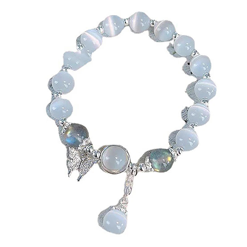 Original Opal Sea Blue Treasure Moonlight Crystal Bracelet Light Luxury Elastic Bracelet For Girls Women Jewelry Accessories