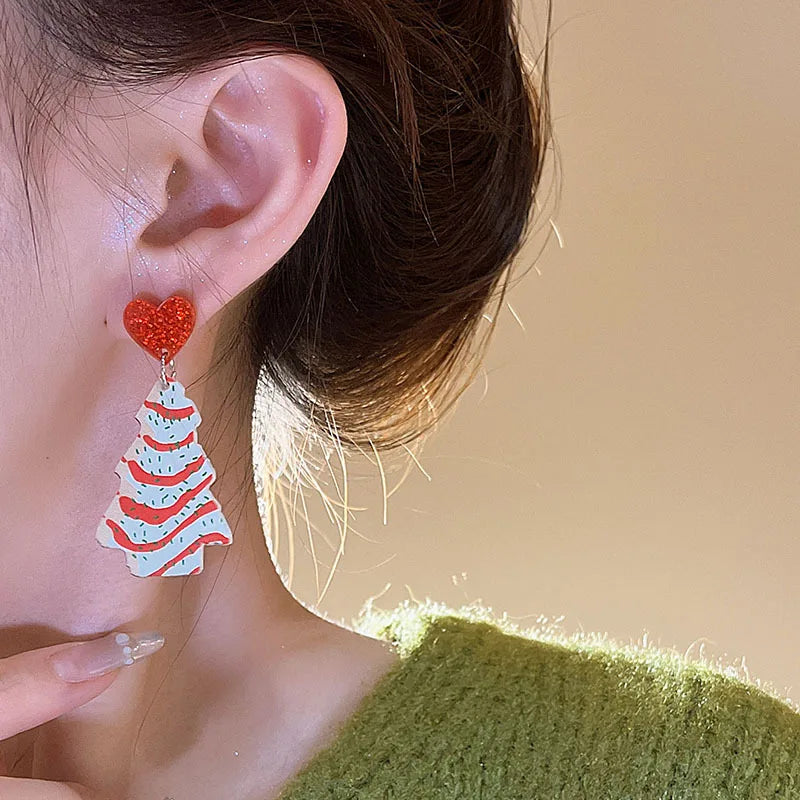 Boucles d'oreilles en acrylique rose avec motif de Père Noël et de football pour femme, bijoux de fête, vente en gros, tendance 2023