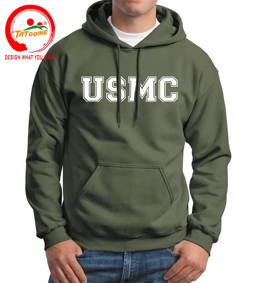 USMC Athletic Marines Hooded Sweatshirts In Military Green Hoodies US