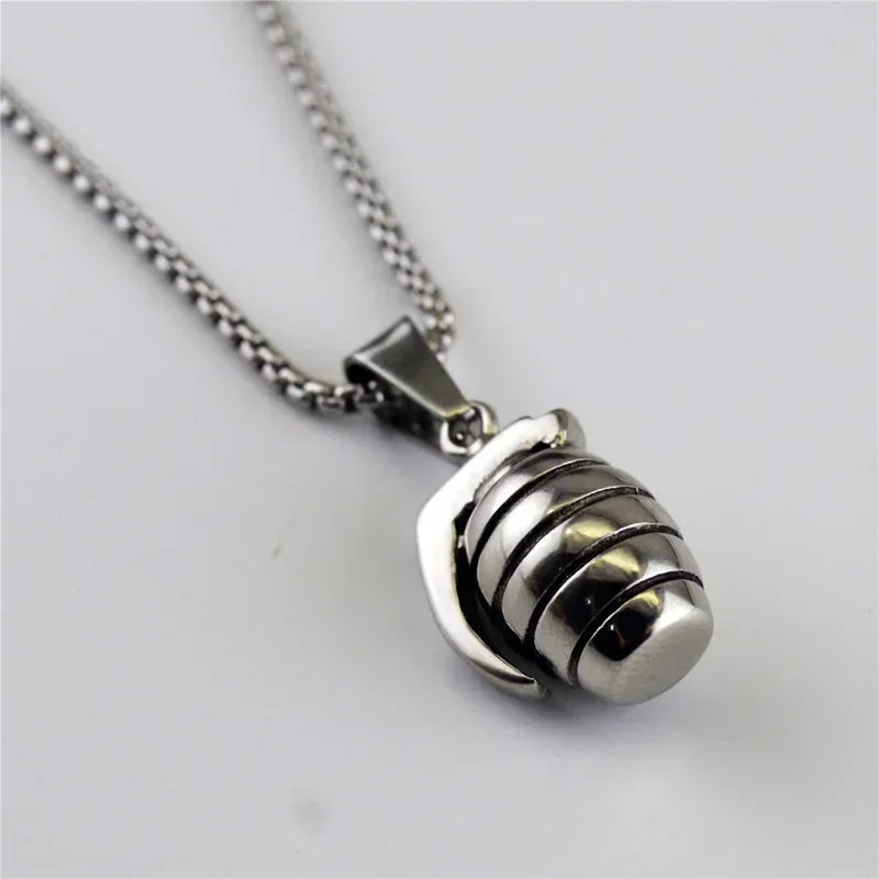 Hip Hop Stainless Steel Grenade Bomb Pendant Punk Men Veterans Weapons Medal Amulet High End Jewelry Party Necklaces