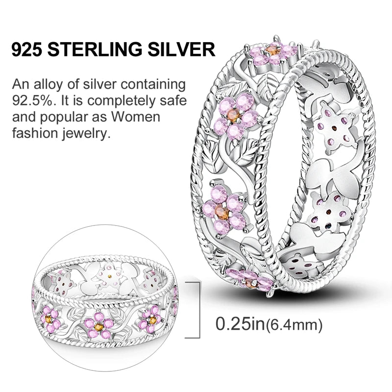 925 Sterling Silver Rings Original Design Blue Zircon Star Moon Finger Rings For Women High Quality Wedding Jewelry Gift