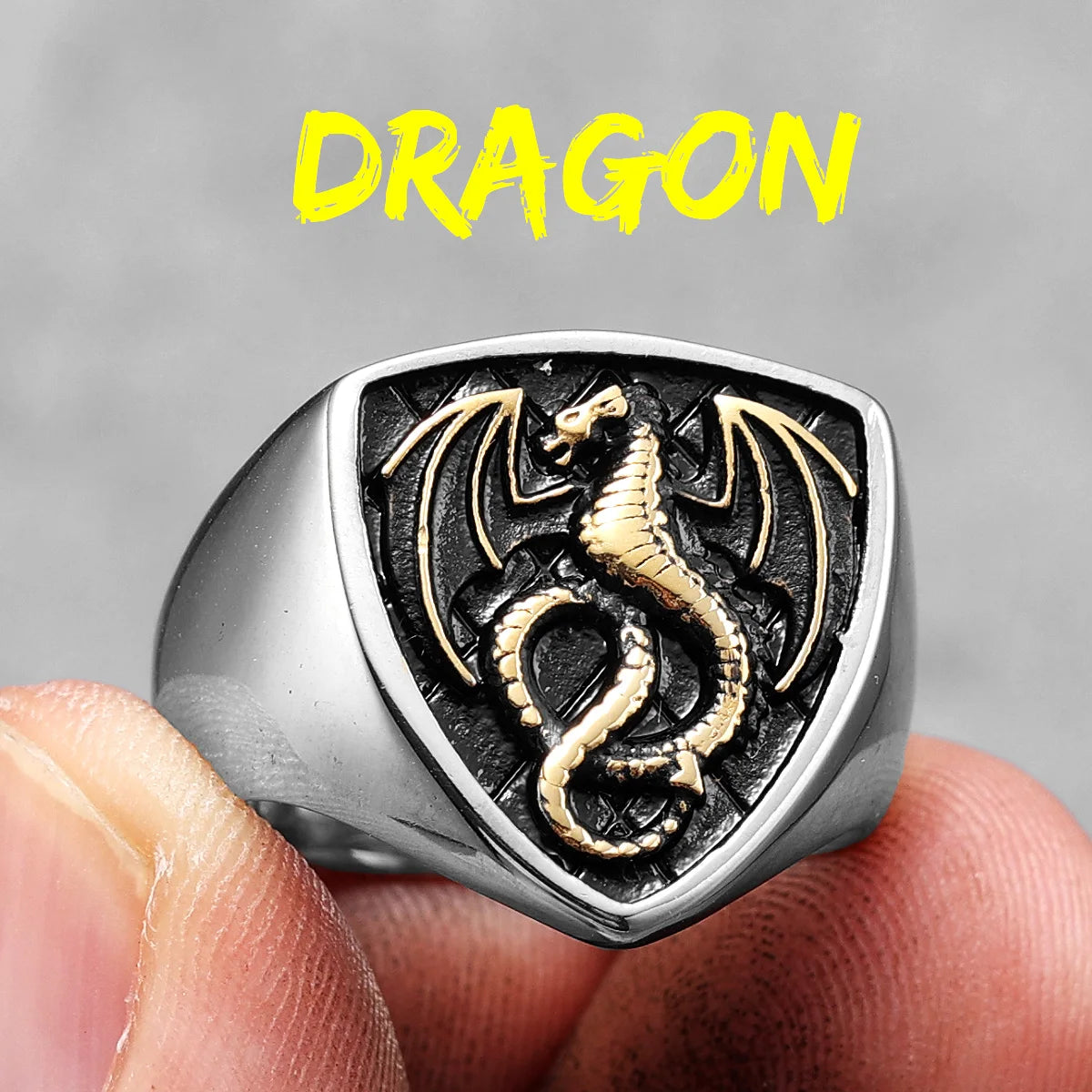 Dragon Animal Ring Stainless Steel Men Rings Punk Vintage Trendy For Male Biker Jewelry Creativity Halloween Gift Wholesale