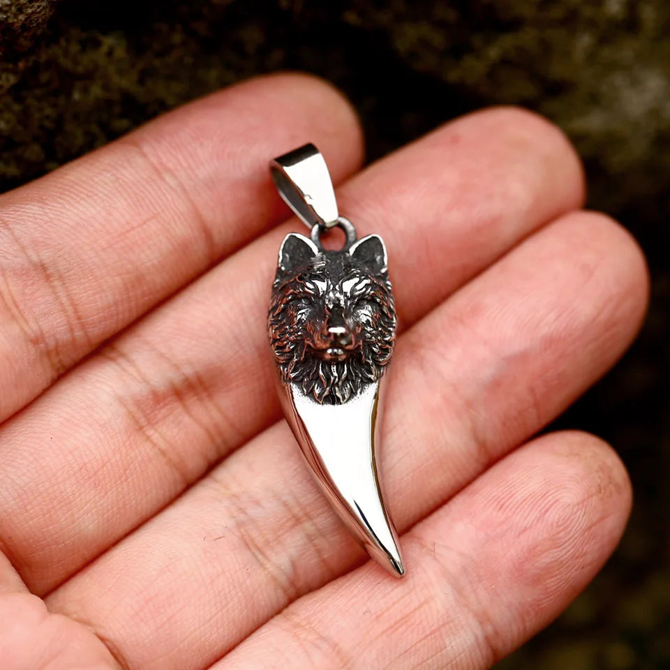 Stainless Steel Viking Wolf Tooth Necklace