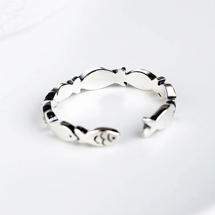 Sterling Silver Fish Adjustable Ring - Madeinsea©