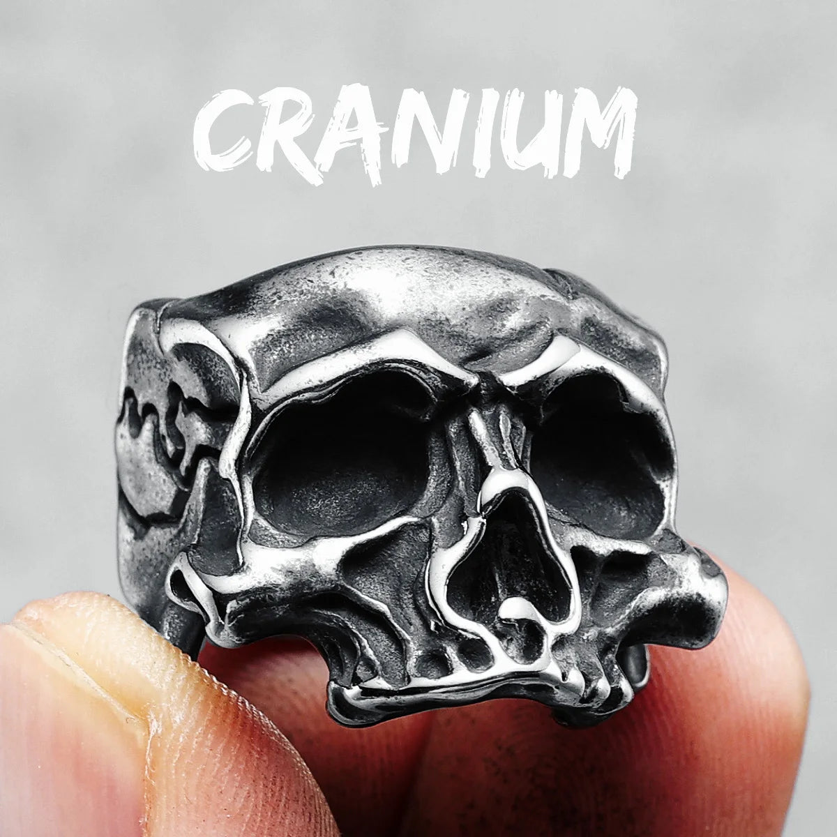 Broken Skull Men Ring 316L Stainless Steel Cranium Hyperbolic Rock HipHop Party for Biker Rider Male Boyfriend Jewelry Best Gift