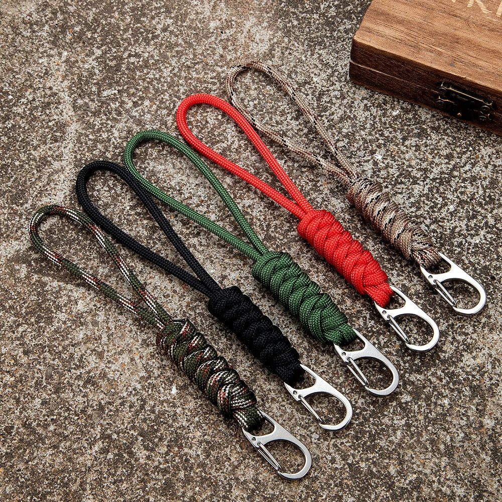 MKENDN Handmade Snake Knot Paracord Keychain Outdoor Rock Climbing Camping Rescue Emergency Survival Rope Metal Key Chains Gifts