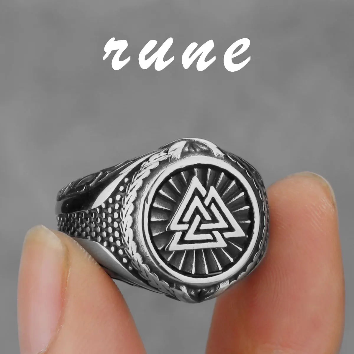 Nordic Viking Stainless Steel Compass Norwegian Rune Ring Viking All Kinds of Men and Women Rune Wolf Ring Jewelry Wholesale