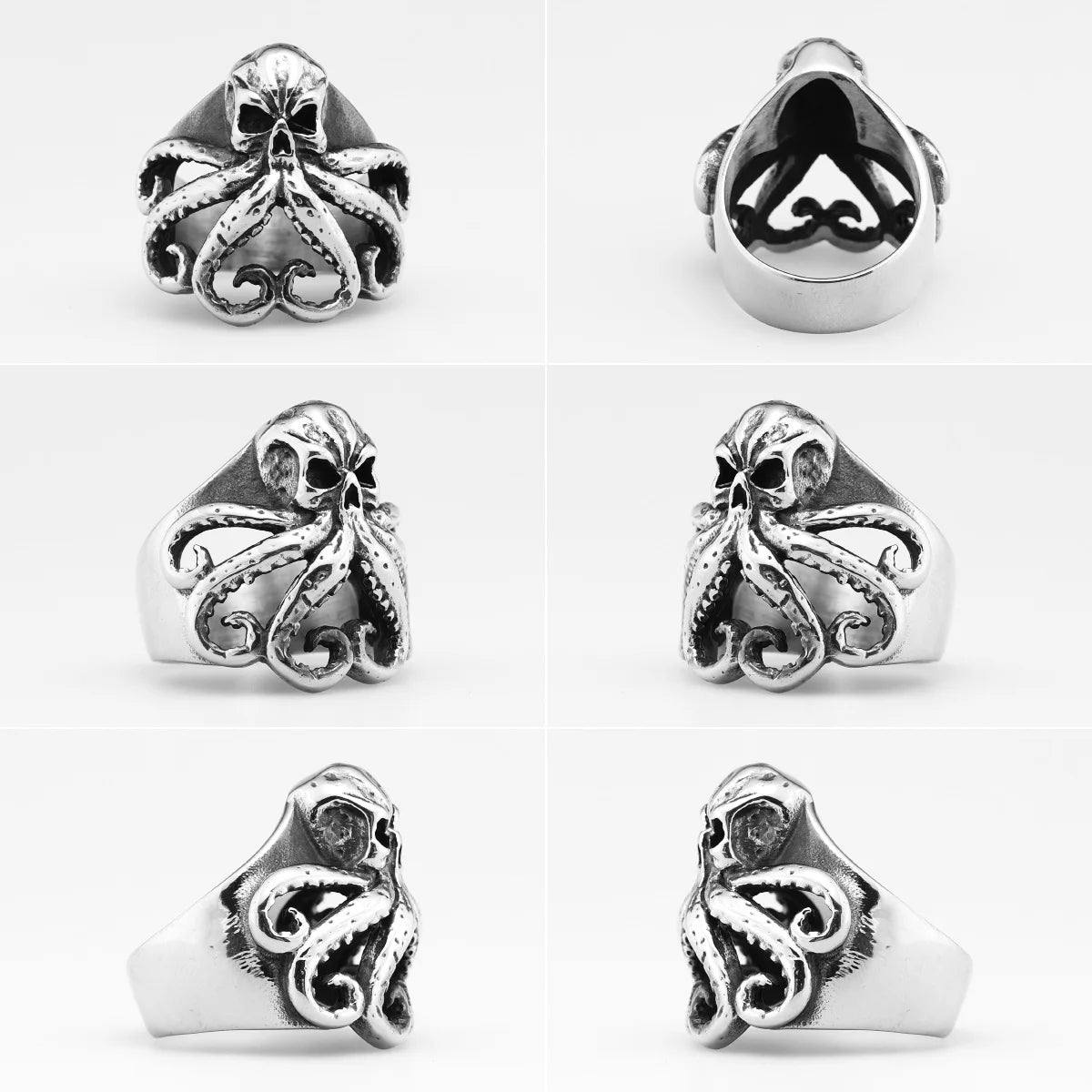 Octopus Captain Rings Top Quality Punk Rock 316L Stainless Steel Ring for Biker Rider Male Boyfriend Jewelry Best Gift Wholesale