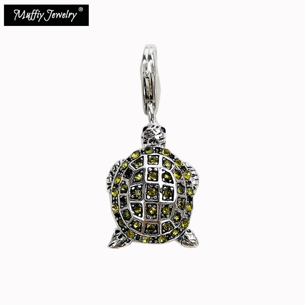 Charms Pendant Green Turtle Zircon Stones 925 Sterling Silver Jewelry Accessories Fit Bracelet Necklace Fine Bijoux Gift For Man