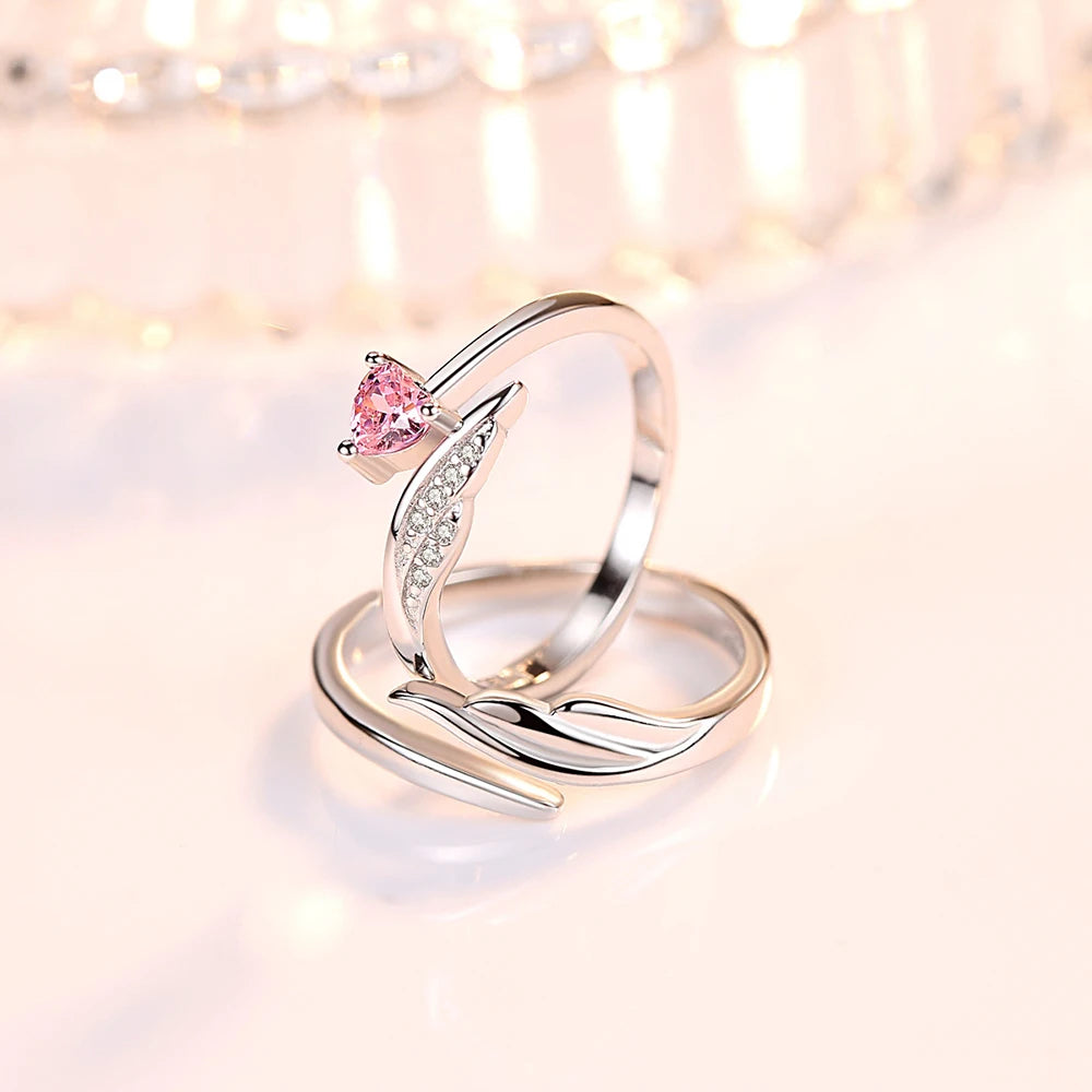 Woman's 925 Sterling Silver Fashion Jewelry New Crystal Zircon Wings Couple Rings For Man XY0347