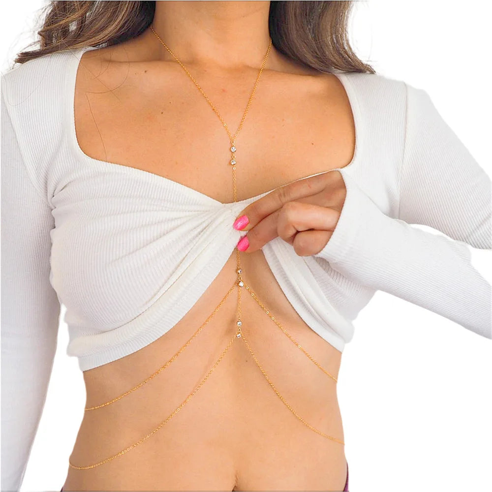 Sexy Lingerie Women Body Chain Simple Metal Scallop Pendant Transparent Waist Chain For Women Festival Outfit Jewelry