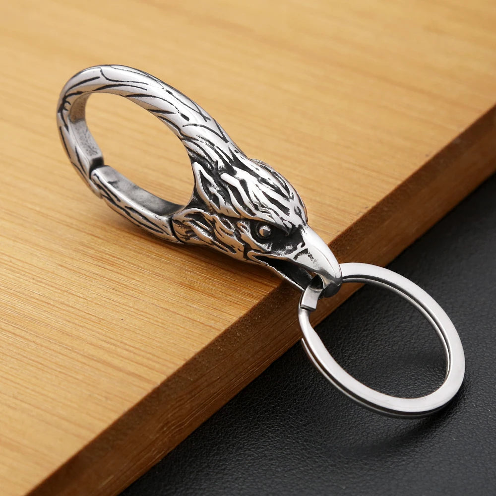 New Vintage Stainless Steel Animal Keychains For Men Women Fashion Punk Dragon Head Keychain Waist Belt Clip Jewelry Accessories