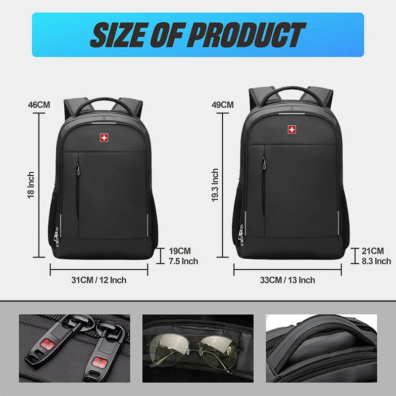 SWISS MILITARY 17 Inch Laptop Backpack Waterproof Large Capacity Fashion Business Backpack Men's School Backpack Office Backpack