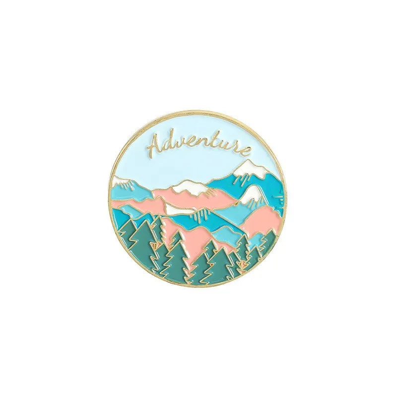 Outdoor Adventure Enamel Pin Wild Camping Hiking Mountain Starry Night Brooches Lapel Backpack Badge Jewelry Gifts For Friends