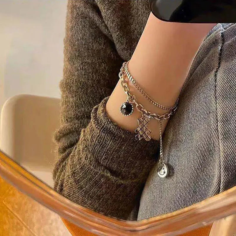 Korean Stainless Steel Choker Layered Necklace Women Punk Trendy Dainty Chain Statement Pendant Hip Hop Jewelry