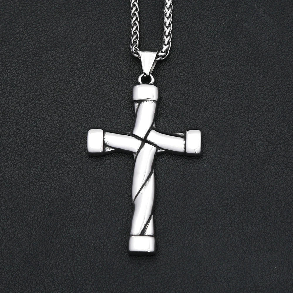 New Unique Design Cross Pendant Necklace For Men Women Punk Hip Hop Stainless Steel Christian Necklaces Fashion Charm Jewelry