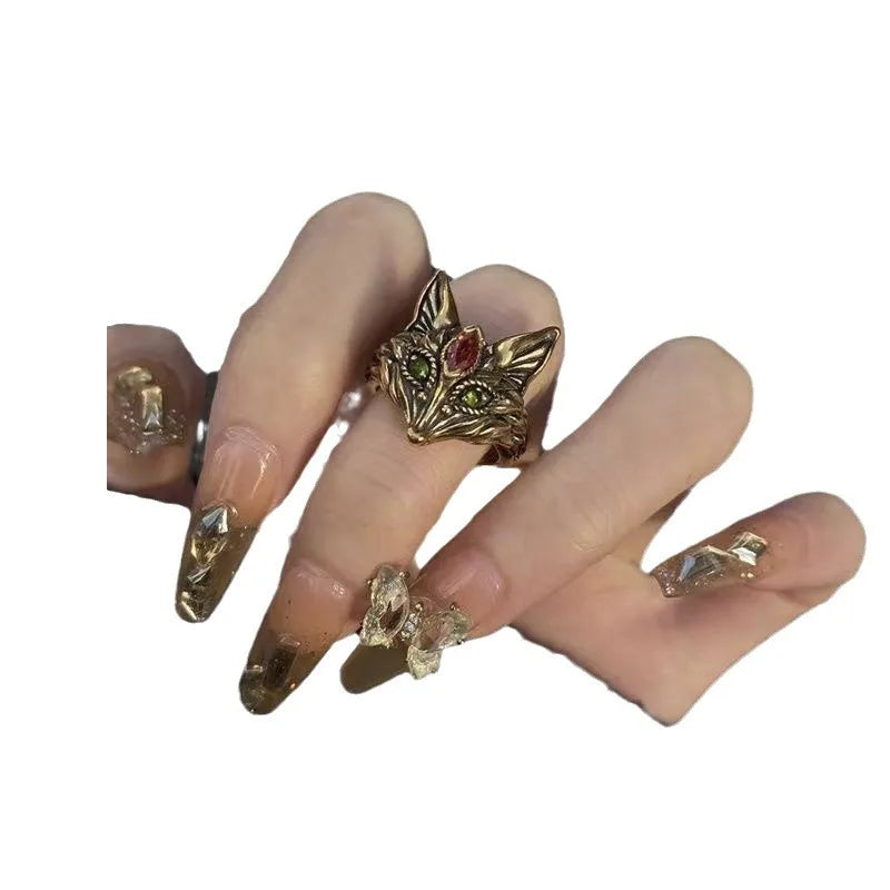 Niche Retro Design Personality Fox Opening Adjustable Ring Ladies Sexy Charming Temperament Party Jewelry Accessories