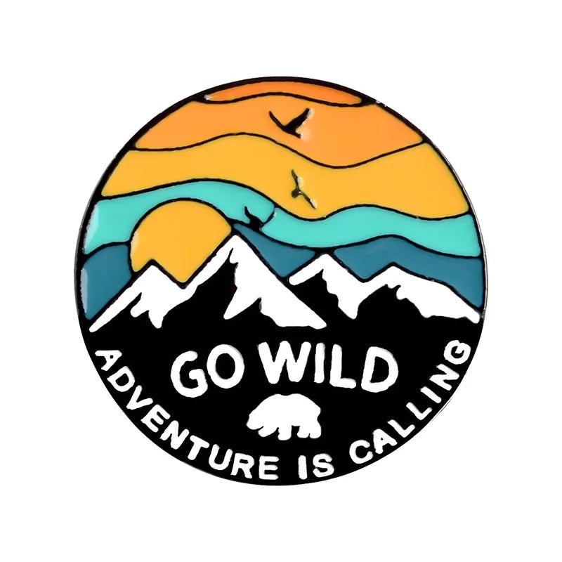 Outdoor Adventure Enamel Pin Wild Camping Hiking Mountain Starry Night Brooches Lapel Backpack Badge Jewelry Gifts For Friends