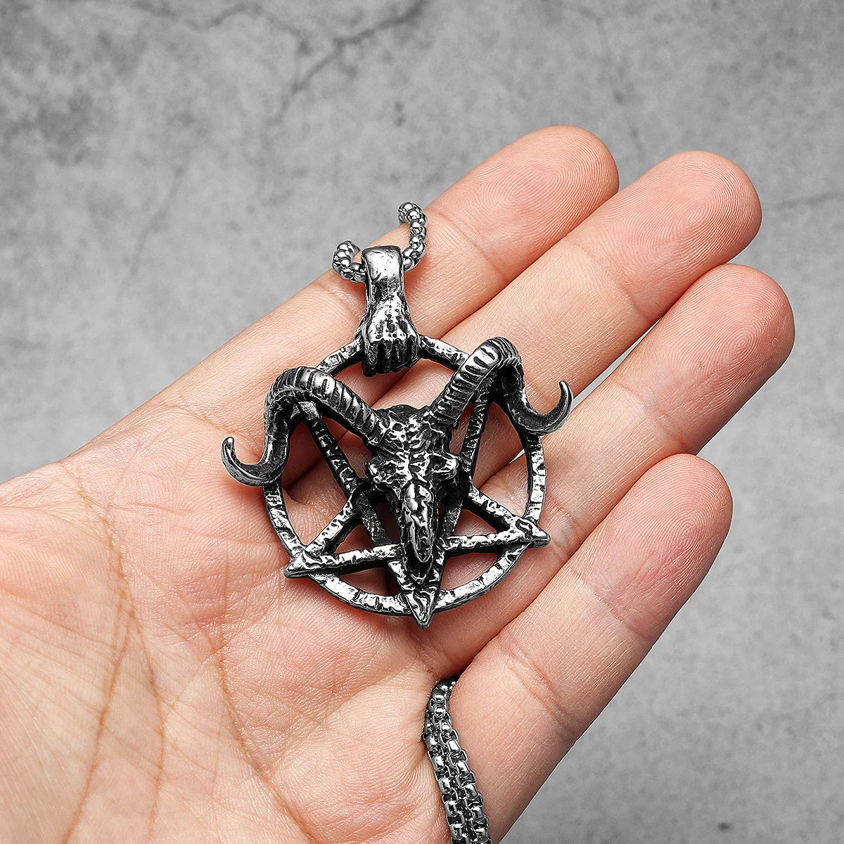 Devil Satan Pendant Retro Goat Horn Necklaces 316L Stainless Steel Men Chain Punk Rock Jewelry for Male Biker Friend Accessories