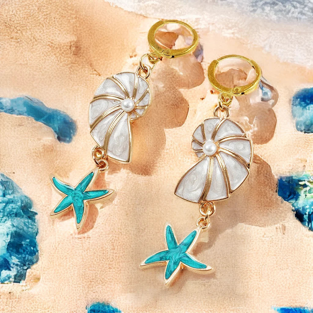 Makersland Starfish Boho Ohrringe für Frauen Mode Schmuck Großhandel Luxus Imitation Perle Edelstahl Ohrringe Frauen Schmuck