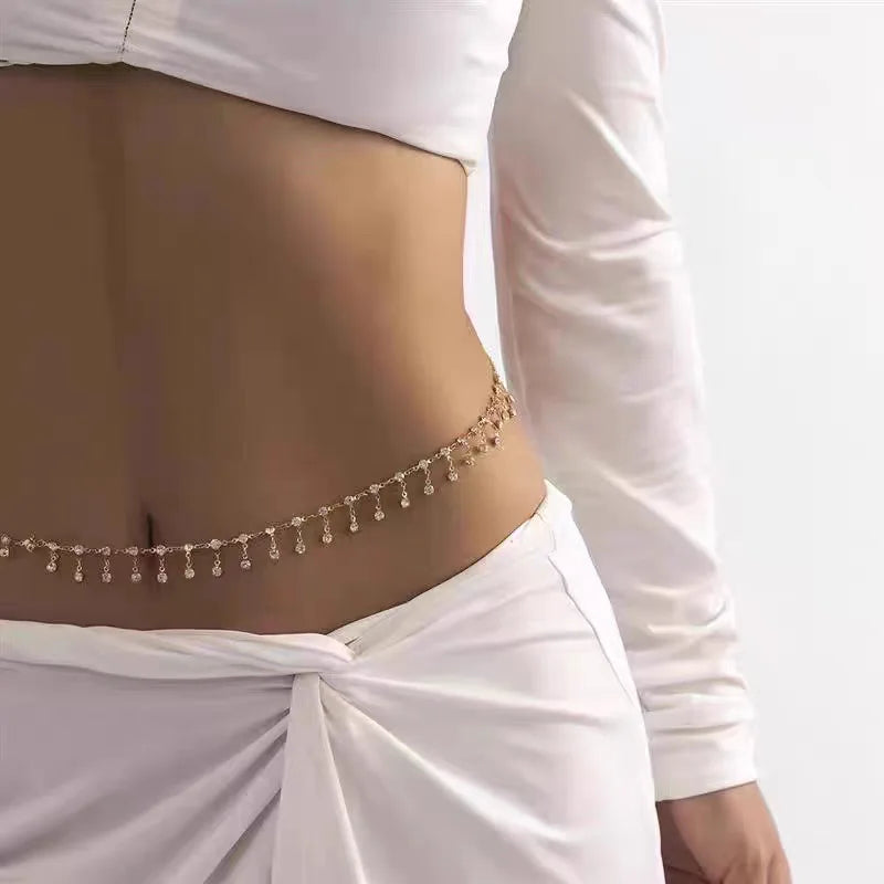 Fashion Simple Double Layer Bead Chain Ladies Waist Belly Chain Belly Belt Chain Fashion Body Jewelry Spring Summer Gifts