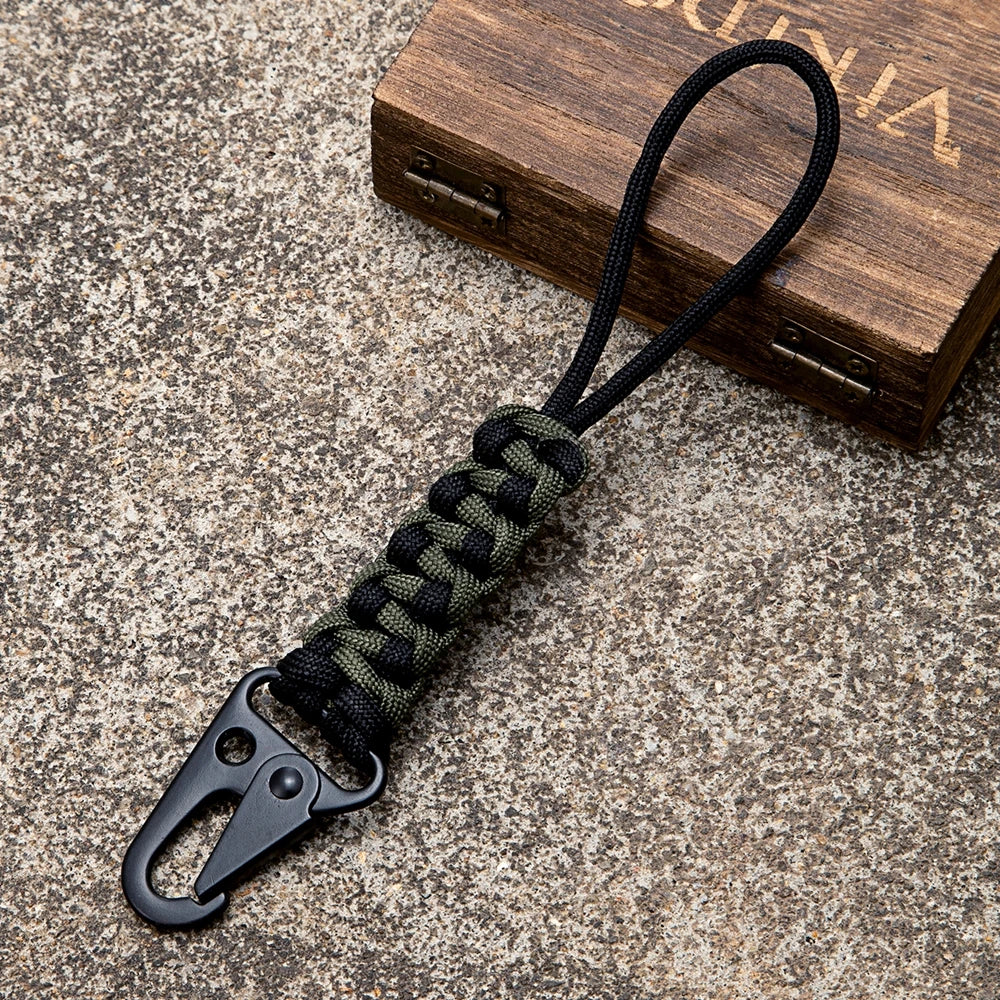 MKENDN Handmade Woven Knot Paracord Keychain Outdoor Rock Climbing Camping Rescue Emergency Survival Rope Metal Key Chains Gifts