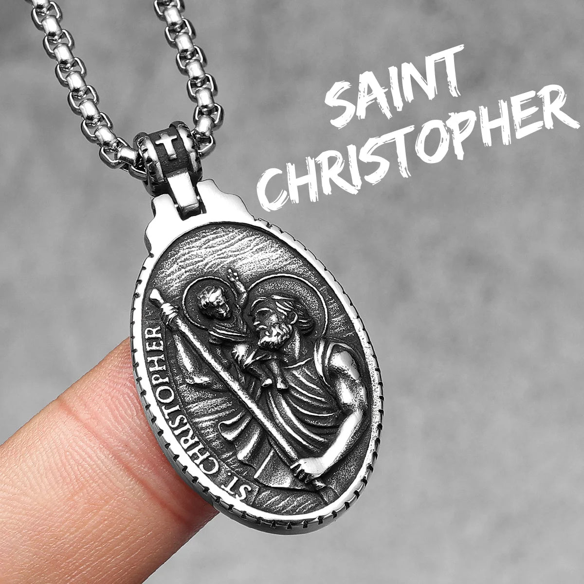 St Christopher Men Necklace 316L Stainless Steel Chain Pendant Traveler Amulet Prayer Hip Hop for Male Jewelry Gift Dropshipping