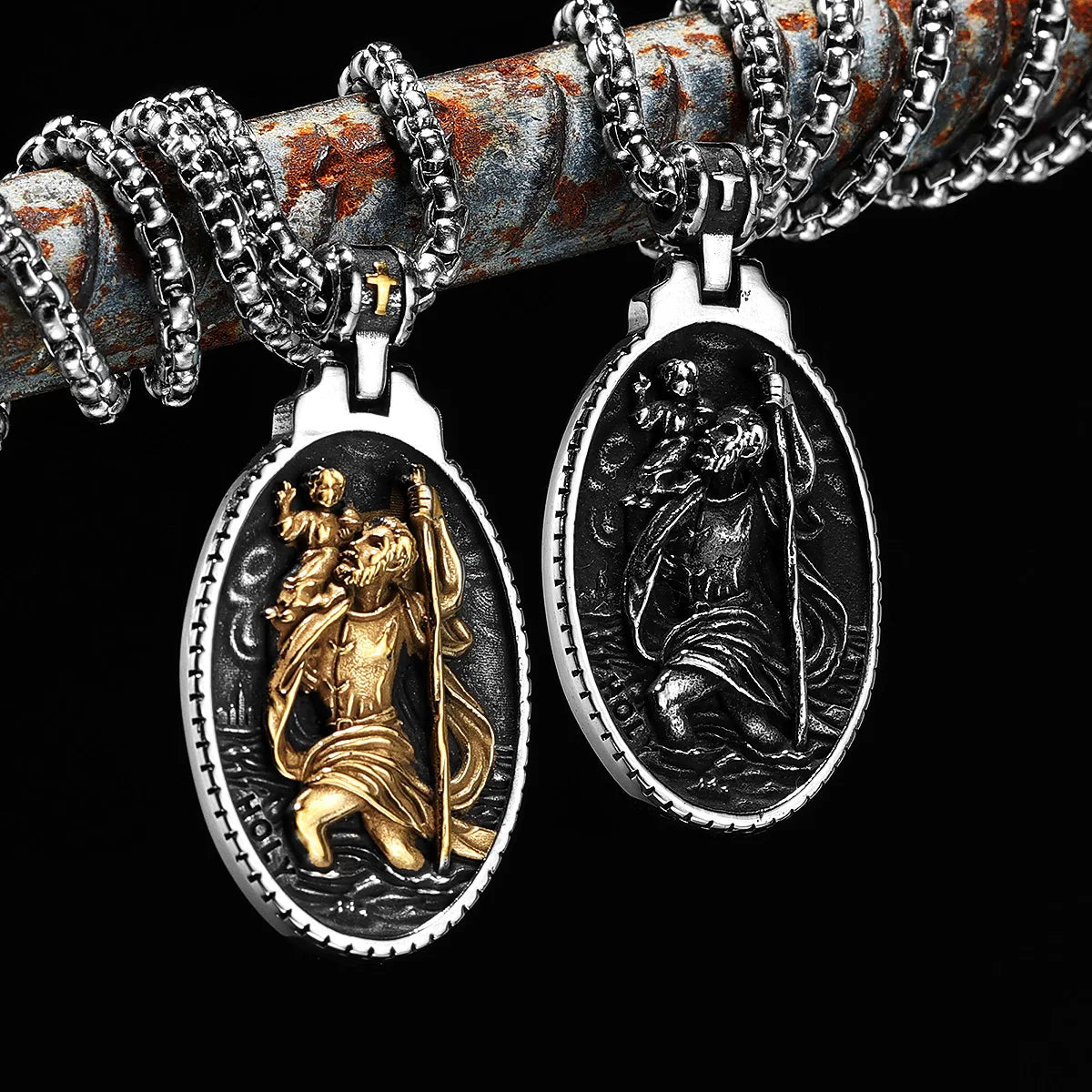 St Christopher Männer Halskette 316L Edelstahl Kette Anhänger Reisenden Amulett Gebet Hip Hop für Männer Schmuck Geschenk Dropshipping