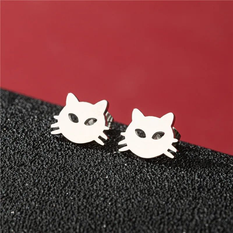 Lovely Small Cat Earrings Women Multiple Animal Stainless Steel Earings Fashion Jewelry Kitten Kitty Ear Studs Girls Gift