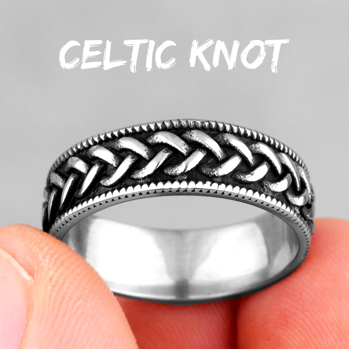 Celtic Knot Weave Ring Viking Symbols 316L Stainless Steel Mens Women Rings Simple for Girl Boyfriend Jewelry Gift Dropshipping