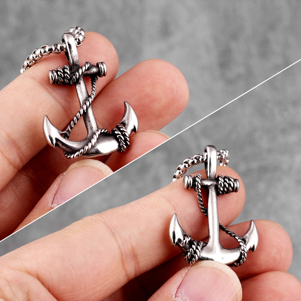 Sea Anchor Sailor Men Necklaces Chain 316L Stainless Steel Pendants Punk Rock Hiphop Rap for Male Boy Trendy Jewelry Best Gift