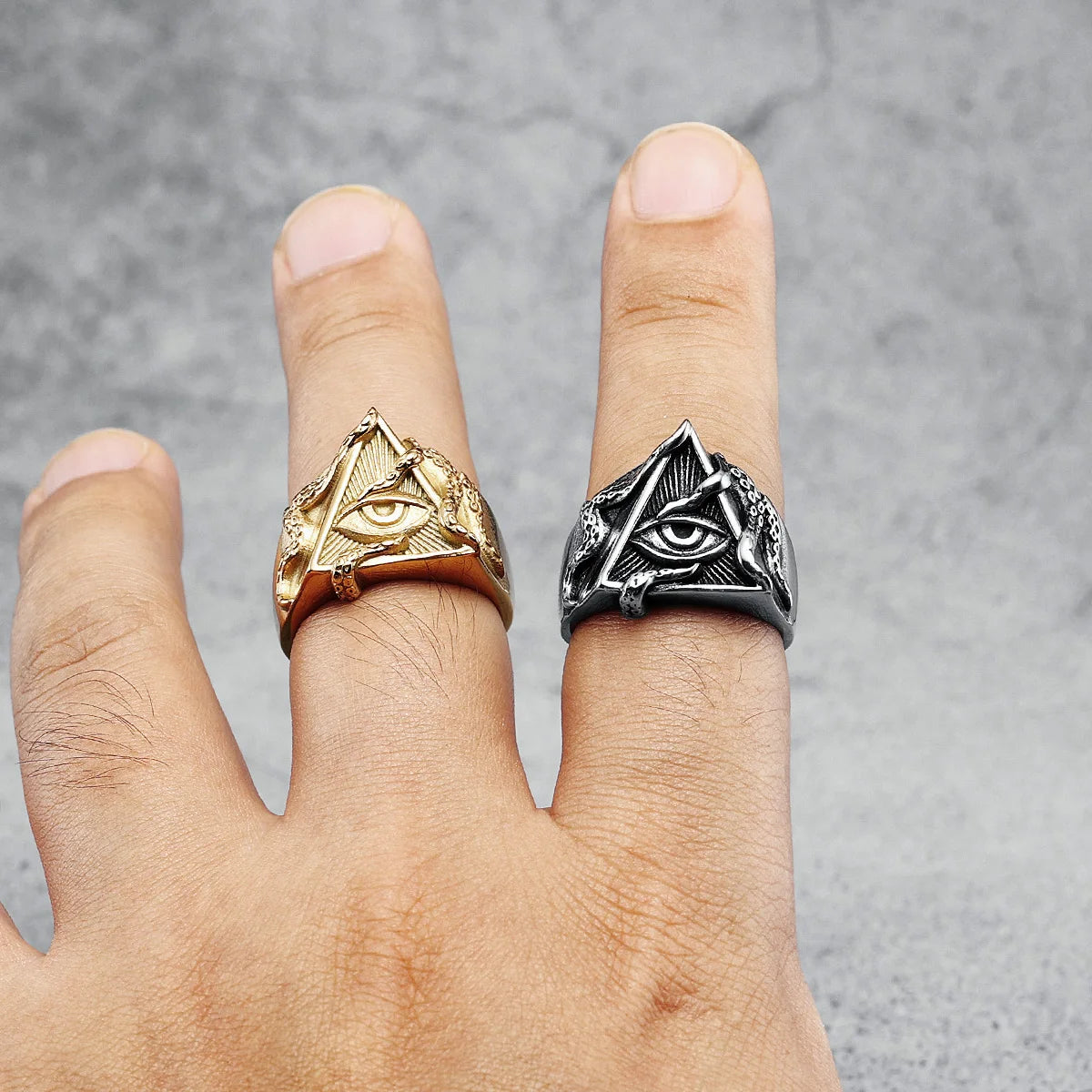 Eye of Providence Rings 316L Stainless Steel Men Truth All-seeing Eye Ring Punk Rock for Male Rider Boyfriend Jewelry Best Gift