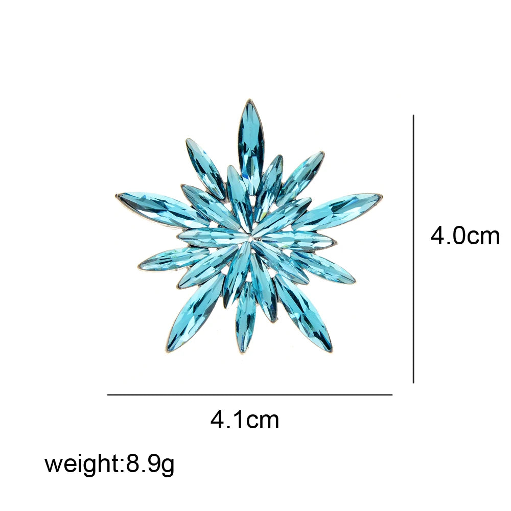 CINDY XIANG Broche flocon de neige strass couleur bleue bijoux de mode d'hiver belle décoration de fête de Noël de haute qualité