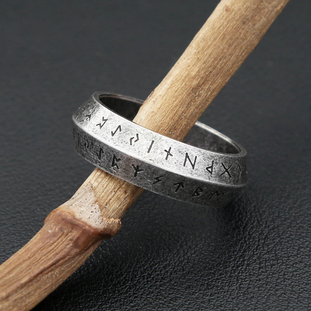 Nordic Vikings Futhark Runes Ring For Men Women Stainless Steel Silver Color Vegvisir Amulet Icelandic Jewelry Gifts Wholesale