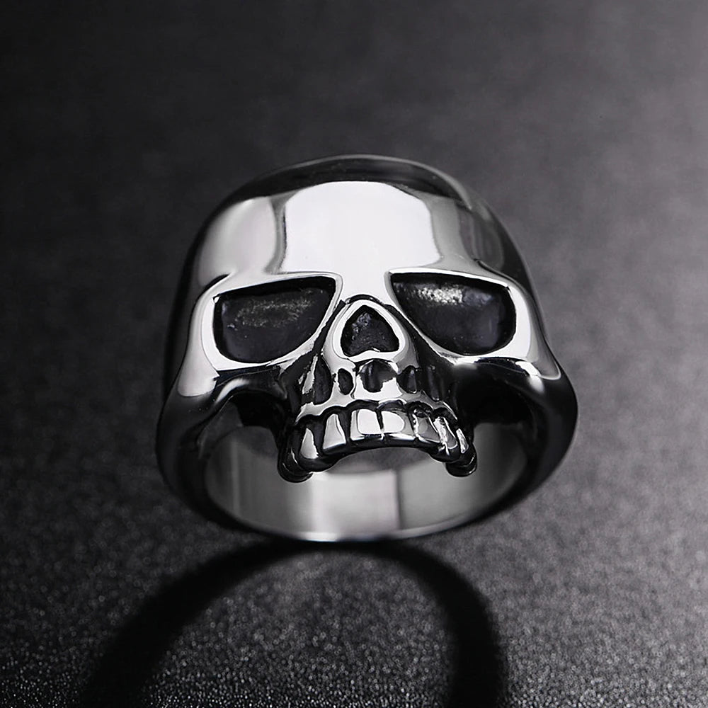 Punk Hochglanzpolierter Edelstahl Piraten-Totenkopf-Ring Für Männer Frauen Gothic Vintage Totenkopf Ringe Modeschmuck Geschenk Dropshipping