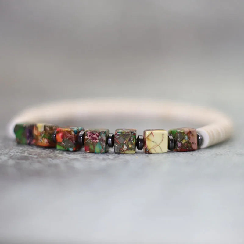 Noter Emperor Stone Bracelet Unisex Heart Square Round Multicolor Beaded Braclet Natural Wooden Braslet Bohemia Jewelry Pulseira