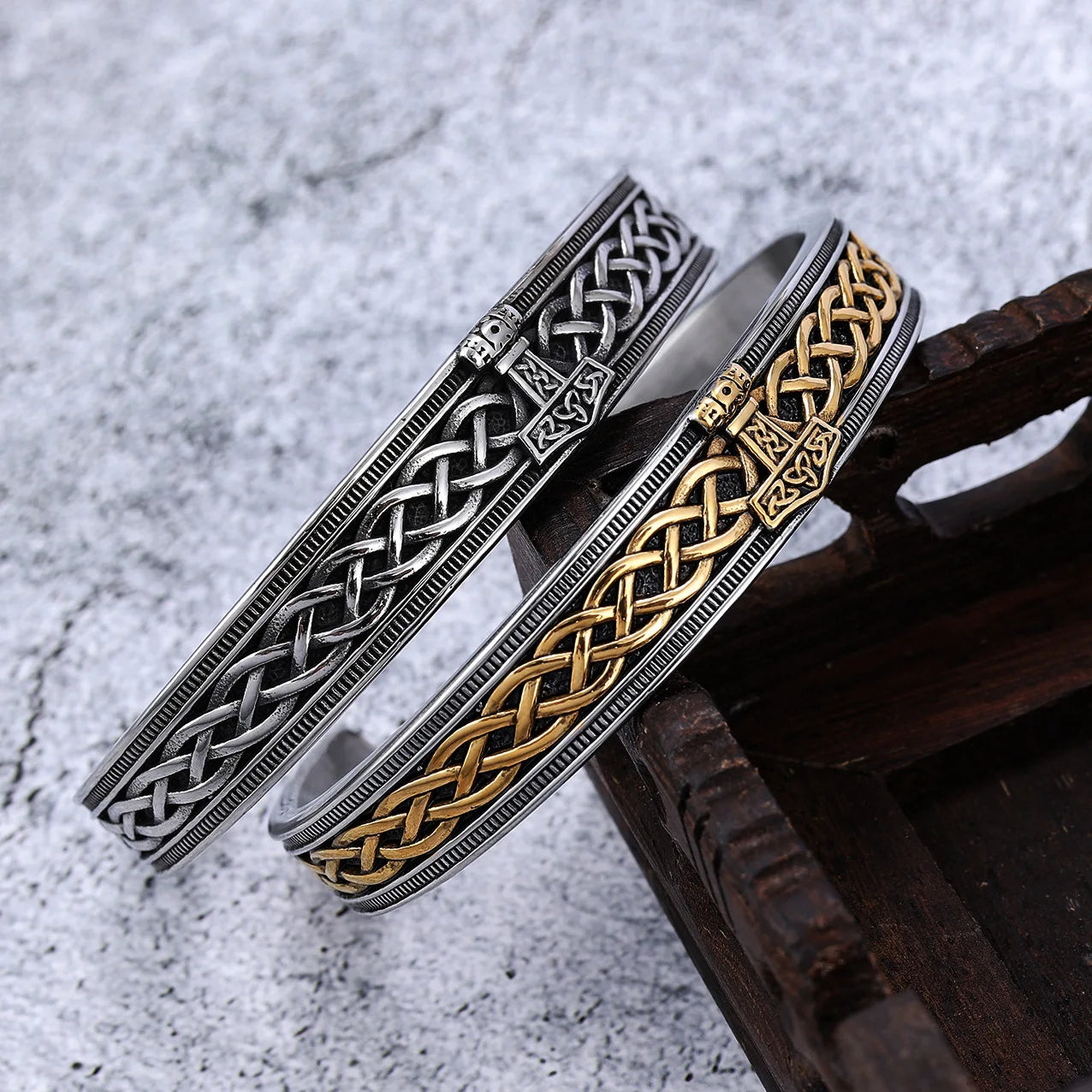 European and American Style Nordic Viking Personalized Fashion Rune Open Bracelet Men's and Women's Stainless Steel Jewelry