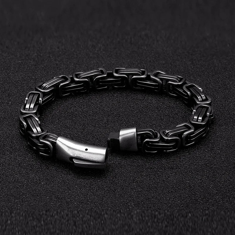 MKENDN Punk Men Vintage King Chain Bracelets for Men Stainless Steel Motorcycle Bracelets Male Jewelry Accessories Gifts