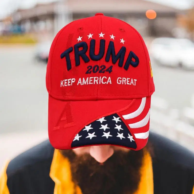 Casquettes de baseball Trump 2024 Chapeau présidentiel américain Slogan brodé Snapbacks Chapeaux Drapeau américain Casquette de baseball neutre réglable