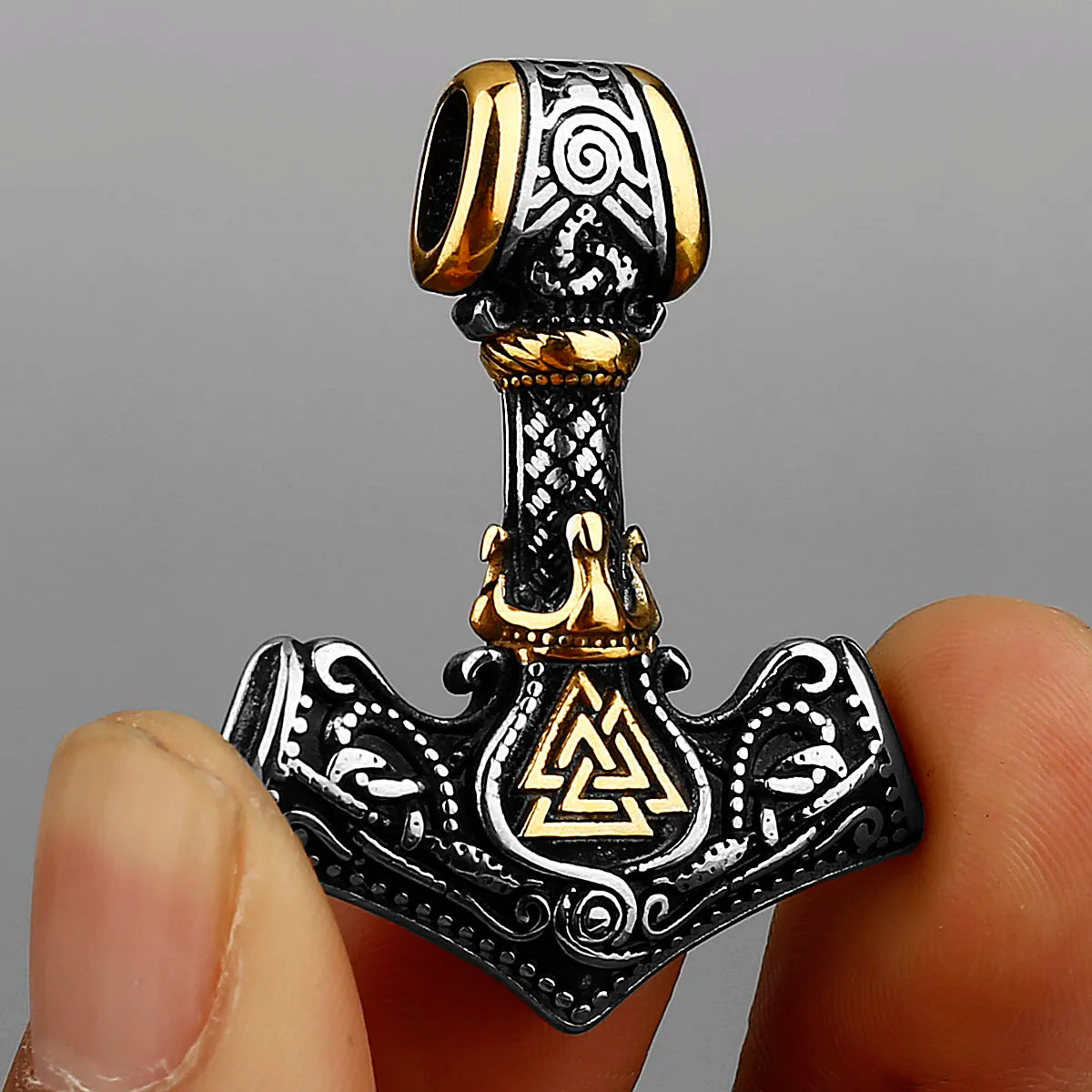 Nordische Mjolnir Valknut Rune Halskette Herren Amulett Anhänger Edelstahl Wikinger Skandinavischer Wien Anhänger Halskette Geschenk