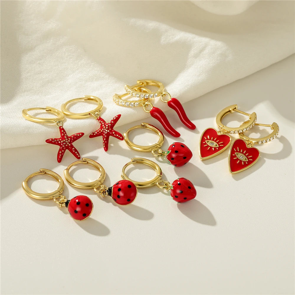 Red Starfish Earrings