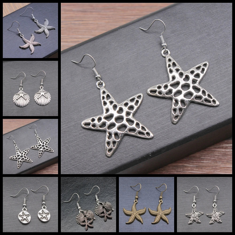 Handmade Simple Marine Style Starfish Drop Earrings