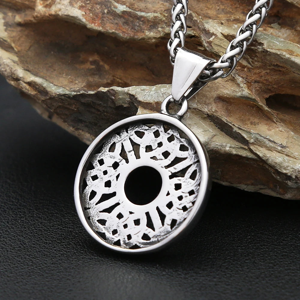 New Hollow Design Vikings Celtic Knots Pendant Necklace 316L Stainless Steel Nordic Amulet Necklaces For Men Women Charm Jewelry