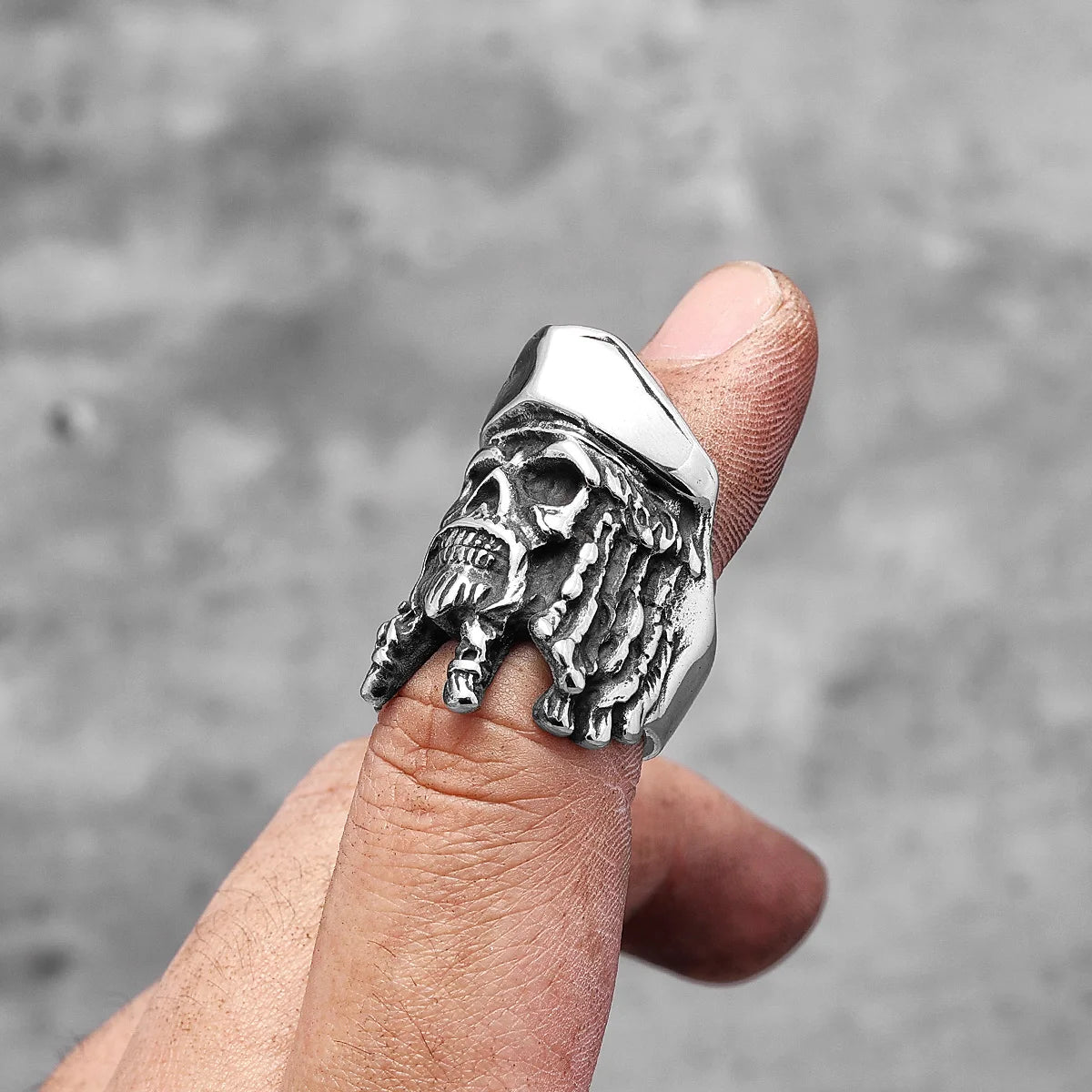 Caribbean Pirates Captain Jack Stainless Steel Vintage Ring
