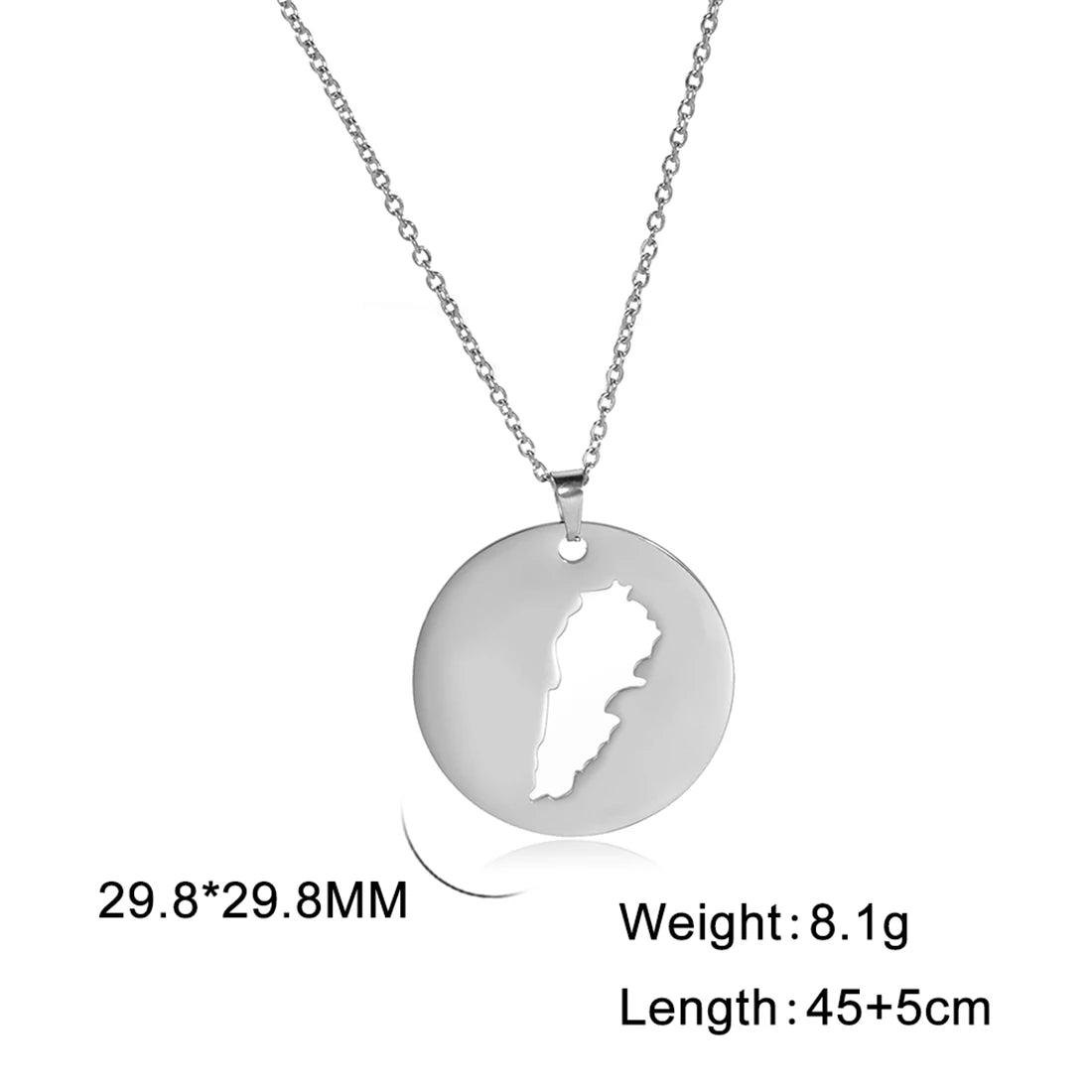 EUEAVAN Classic Lebanon Map Pendant Necklaces Stainless Steel Lebanese Country Flag Necklace Charm Patriotic Jewelry Gift