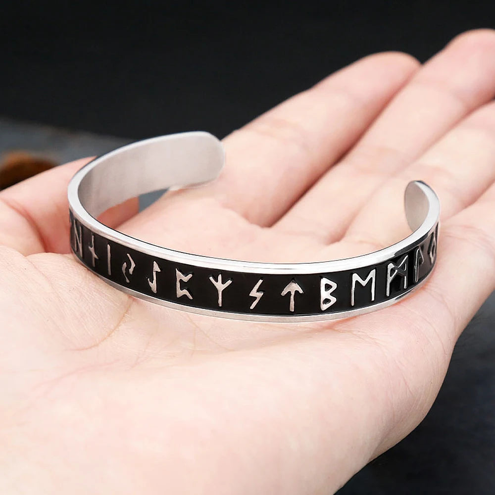 Nordic Stainless Steel Vikings Rune Bracelet Fashion Opening Simple Cuff Bangles For Men Women Amulet Jewelry Gifts Dropshipping